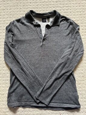 Hugo Boss Gray Long-Sleeve Polo m